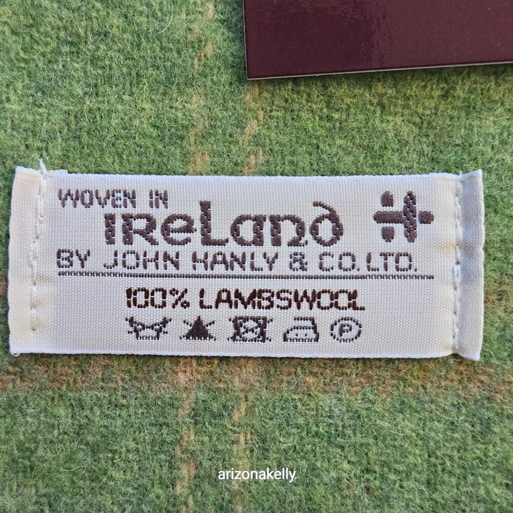 NWT John Hanly Ireland Lambswool Scarf Green & Pink Plaid - Picture 3 of 9